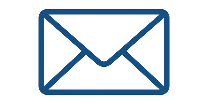 Blue envelope icon on transparent background