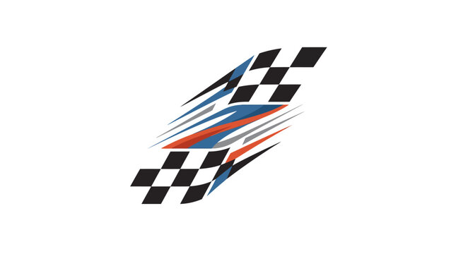 Checkered racing flag with dynamic motion stripes
