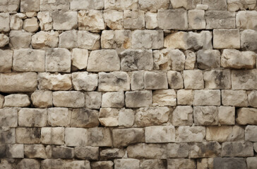 Fototapeta premium Processed collage of old ancient sand block wall texture in daylight. Background for banner.