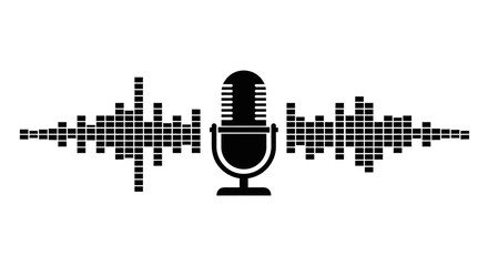 Fototapeta premium Audio Waveform and Microphone Icon Representing Sound and Music Recording Technology