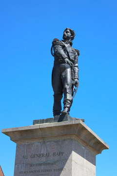Colmar, France, May 23, 2026: Historic Bronze Statue of General Rapp Against a Clear Blue Sky