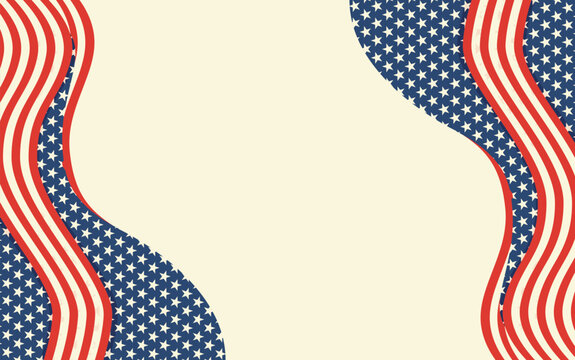 American flag stars and stripes border frame design on cream background for patriotic invitation flyer