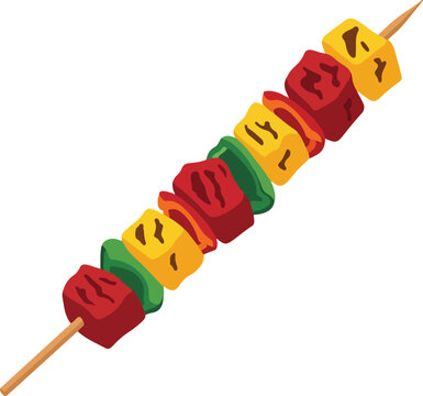 Vibrant Food Skewer Illustration