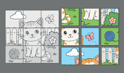Fototapeta premium puzzle for children cat.eps