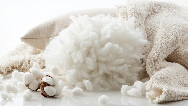 Insulated synthetic material for stuffing cushions and bedding, holofiber