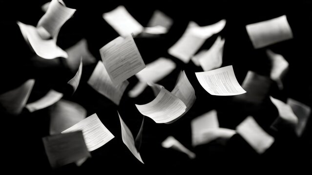 Flying Papers in Black and White