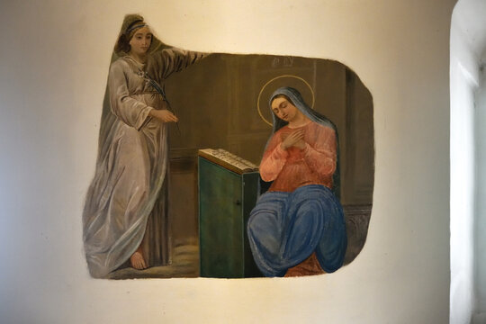 Annunciation of the Blessed Virgin Mary fresco.  Solotcha Monastery, Russia