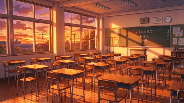 Classroom at dusk