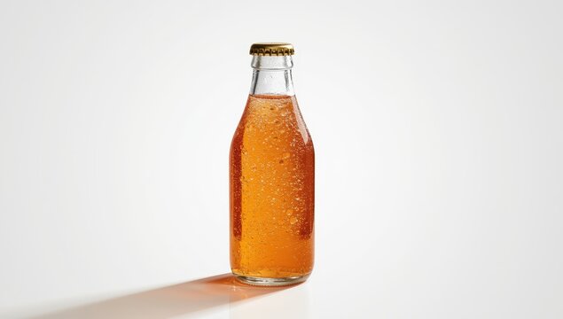 Small transparent 200ml soda bottle on white background