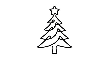 Christmas Tree Icon with Star Ornament and Hand-Drawn Outline Style for Holiday Decoration and Seasonal Greetings © fariya