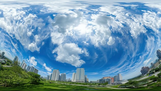 complete seamless 360-degree HDRI panorama. HDR environment map, circular panorama, equidistant projection, 3D rendering, prepared for VR AR content. HDR map