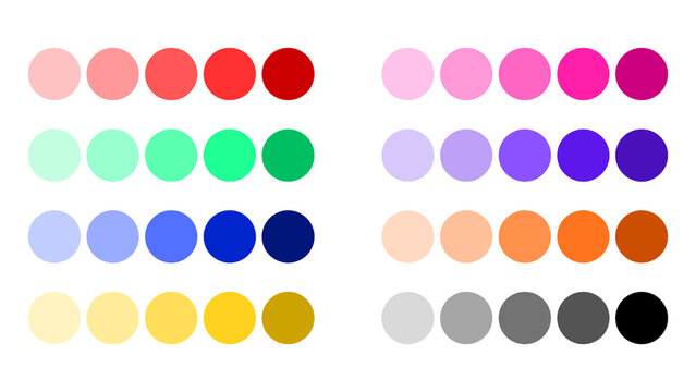 Color Palette Swatches and Gradient Shades Circle Vector Set