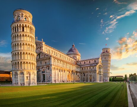 pisa cathedral and the leaning tower in pisa italy