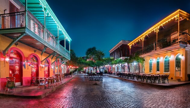 pubs and bars with neon lights in the french quarter new orleans