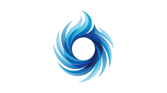 Blue abstract water splash swirl circle logo.