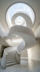 Fototapeta premium Modern Spiral Staircase Architecture with Natural Light.