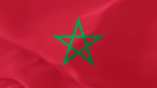 Morocco flag waving with green pentagram symbol on red background