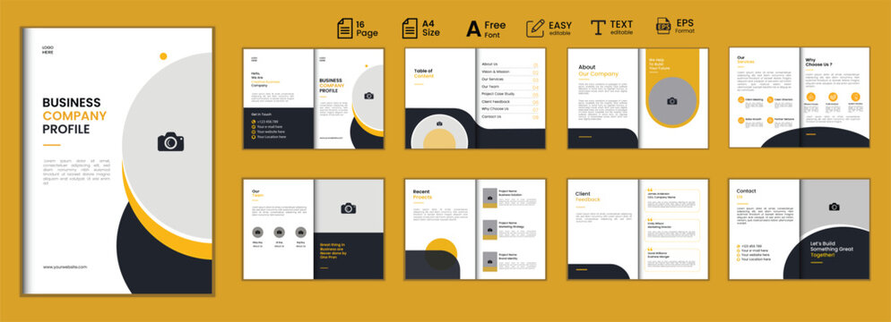 Business Presentation Infographic Template Set, Corporate Slide Deck, Annual Report Brochure, Company Profile and Marketing Design.
