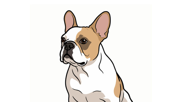 Delightful and expressive illustration showcasing the unique charm of a French Bulldog, a beloved companion animal presented as a clean, engaging pet portrait