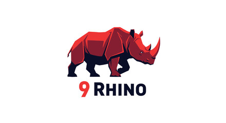 Red rhino graphic illustration profile view. © Tempe