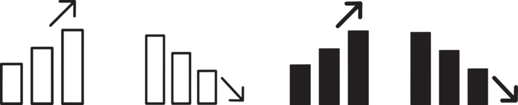 Bar chart icons growth and decline