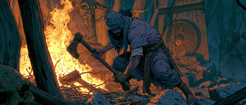 Gideon tearing down the altar of Baal in the dead of night, stealth and rebellion