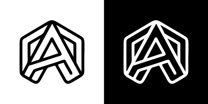 Minimalist Geometric Letter A Logo Design Featuring Hexagonal Outline Monogram for Modern Corporate Branding and Tech Identity