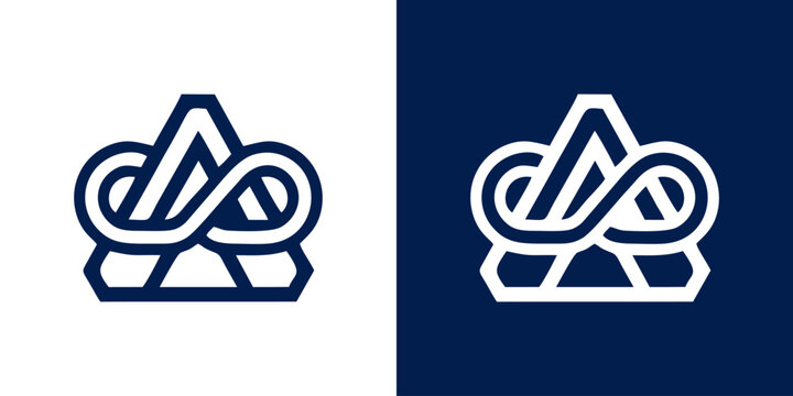 Letter A infinity logo icon template with geometric design