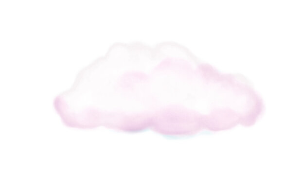 Soft fluffy pink cloud digital illustration with beautiful cotton candy texture isolated on transparent background.