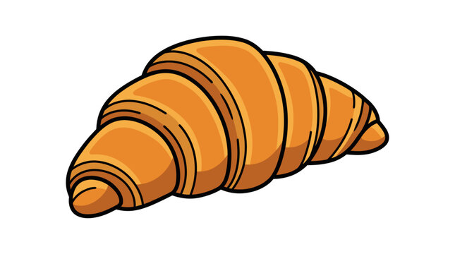 Fresh Golden Flaky French Croissant Illustration Isolated on White Background for Bakery Menu Design