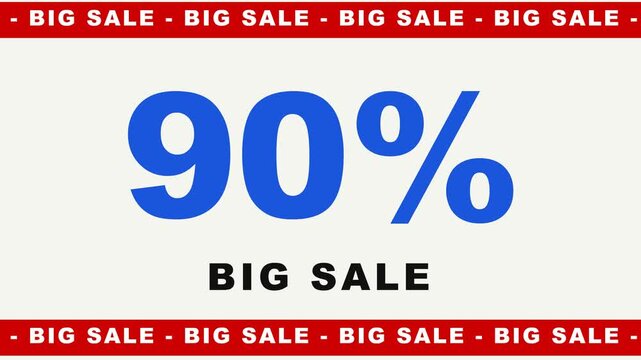 Ninety percent big sale promotion with scrolling red banners