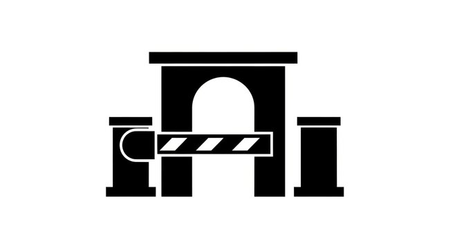 Security checkpoint barrier gate icon silhouette.