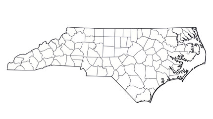 North Carolina Map Outline with County Borders - Blank Vector Illustration © afgan