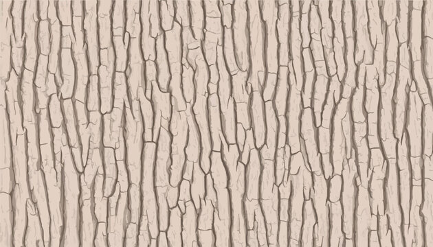 Seamless vector background featuring a detailed illustration of light brown tree bark texture with vertical ridges and deep cracks, ideal for natural designs and earthy graphic project backgrounds.