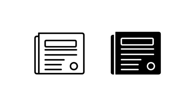 Document and paper file report icon set with document business official contract certificate