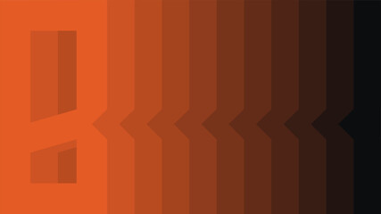 Modern orange and brown geometric background with a stylized letter B and vertical gradient stripes fading to black. Ideal for creative corporate branding and web design © Wahyu