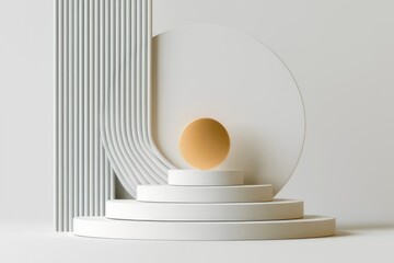 Fototapeta premium Contemporary Pedestal with Golden Sphere 