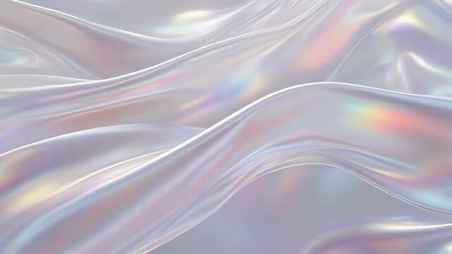 Soft flowing translucent fabric with iridescent pastel colors and smooth silky texture for abstract backgrounds