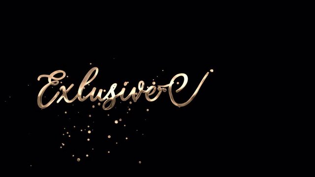 Exclusive Access calligraphy animation with gold particles rendered in 4K resolution transparent background