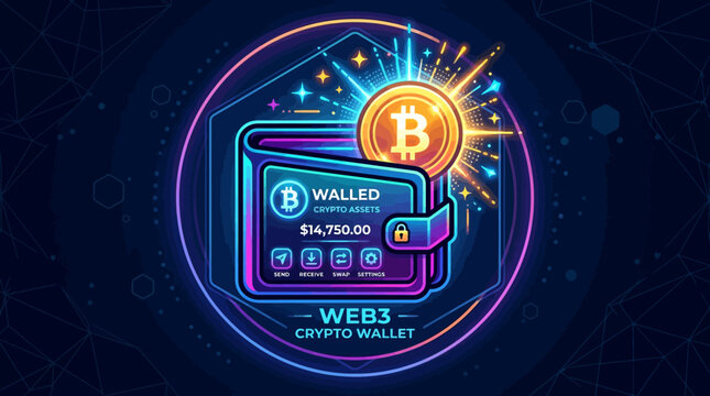 Digital crypto wallet vector icon