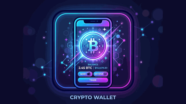 Digital crypto wallet vector icon