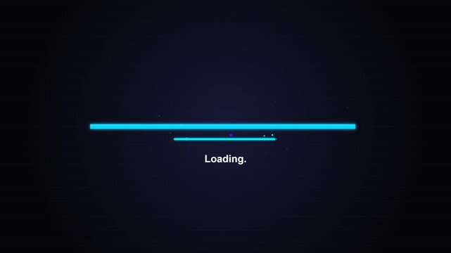 Minimalist blue progress bar indicating a loading process on a dark background.