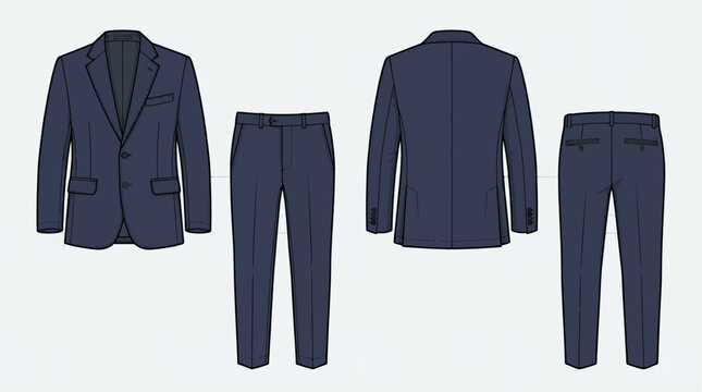 Navy blue business suit illustration for men.
