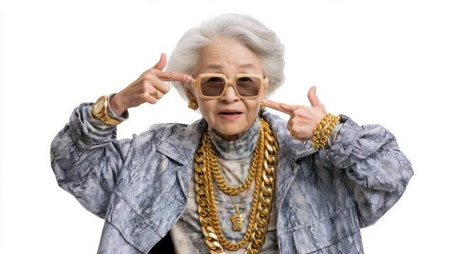 Rapper rapping wearing gold chains
