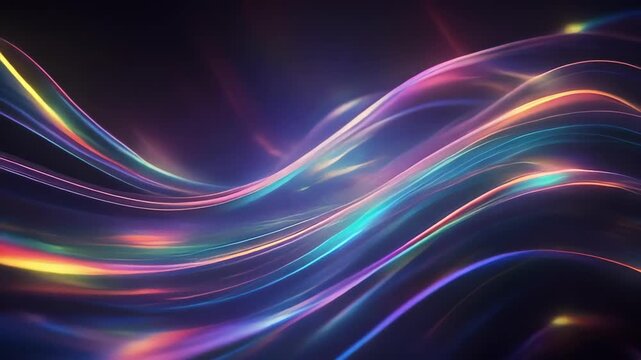 Abstract colorful light waves flowing on dark background with vibrant glowing neon lines