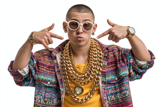 Rapper rapping wearing gold chains