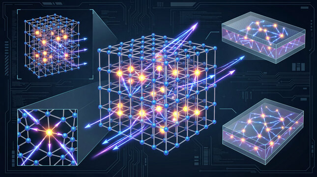 Scientific layout diagram showing an array of oxygen vacancies within a high voltage cathode material