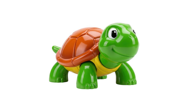 Cute cartoon turtle with green shell and brown head