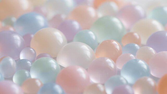 Soft pastel colored translucent beads background with smooth round shapes for decoration and design