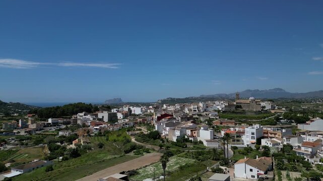 Aerial view of Benitachell with the Pe&ntilde;&oacute;n de Ifach (Calpe, Alicante) in the background.